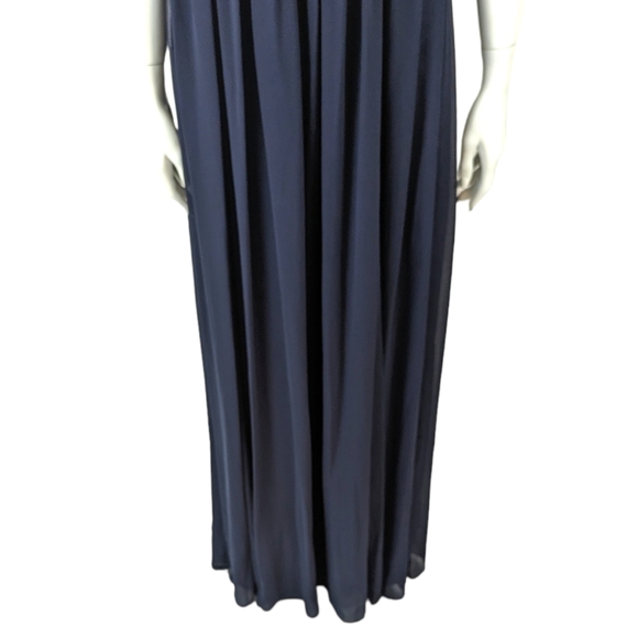 Vera Wang Dress Chiffon Long Gown Navy Blue Strapless Formal Black Tie Womens 6 - Picture 3 of 13